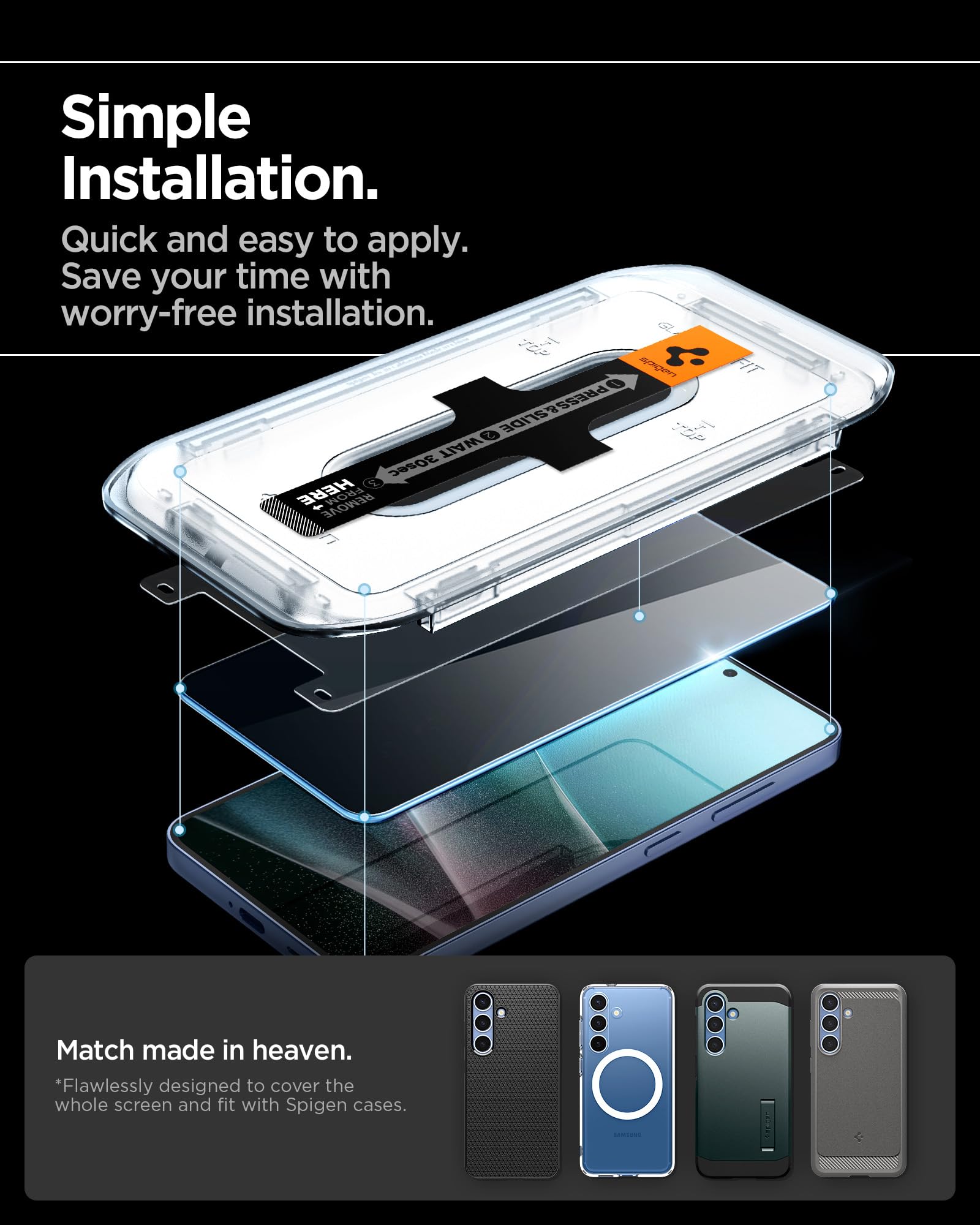 Spigen Galaxy S25 / S24 Privacy Screen Protector - Glas.tR EZ Fit (2 Pack) - Privacy - image 5