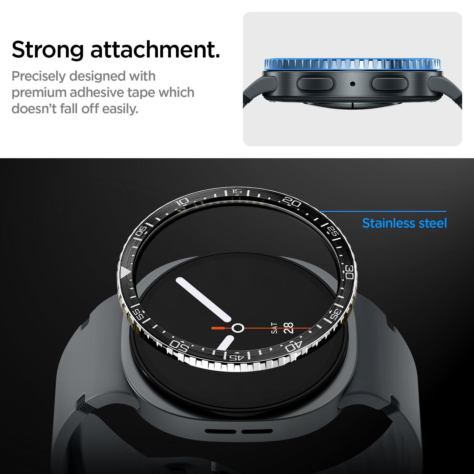 Spigen Galaxy Watch 9 44mm Bezel Ring - Bezel Tune - Black Diver - image 6