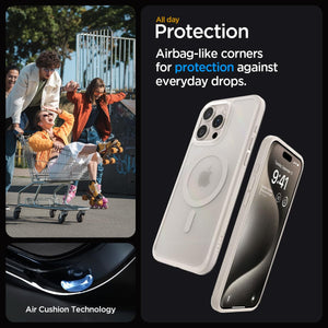 Spigen Ultra Hybrid (MagFit) case for iPhone 15 Pro Max in Frost Natural Titanium – detail image 3