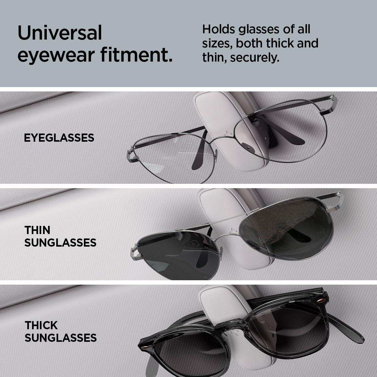 Spigen Car Visor Sunglasses Holder – SH100 Silicone Clip 2-Pack - Gray - image 7