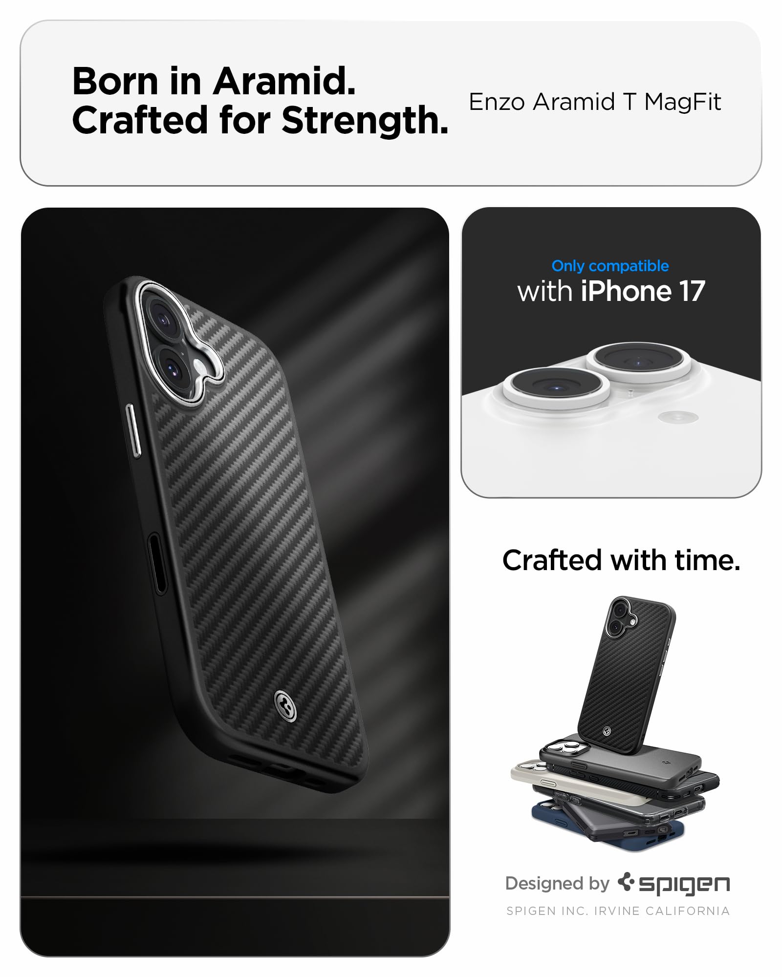 Spigen iPhone 17 Case Enzo Aramid T MagFit - Black Silver - image 2