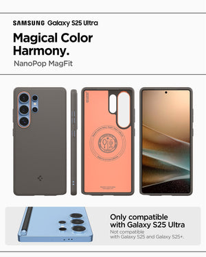 Spigen Galaxy S25 Ultra Nano Pop MagFit case detail - Papaya Gray
