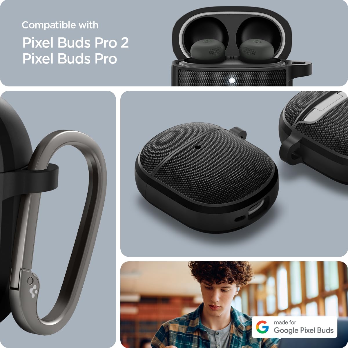 Spigen Classic Fit Google Pixel Buds Pro 2 / Pro Case - Black - image 2