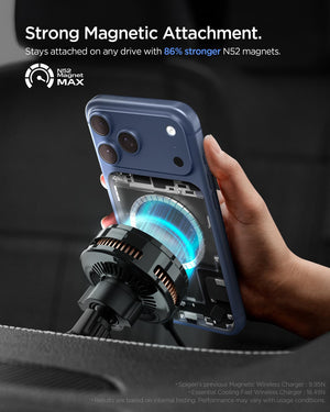 Spigen Essential CryoMax Qi2.2 25W Wireless Charger Car Mount - Black - image 4