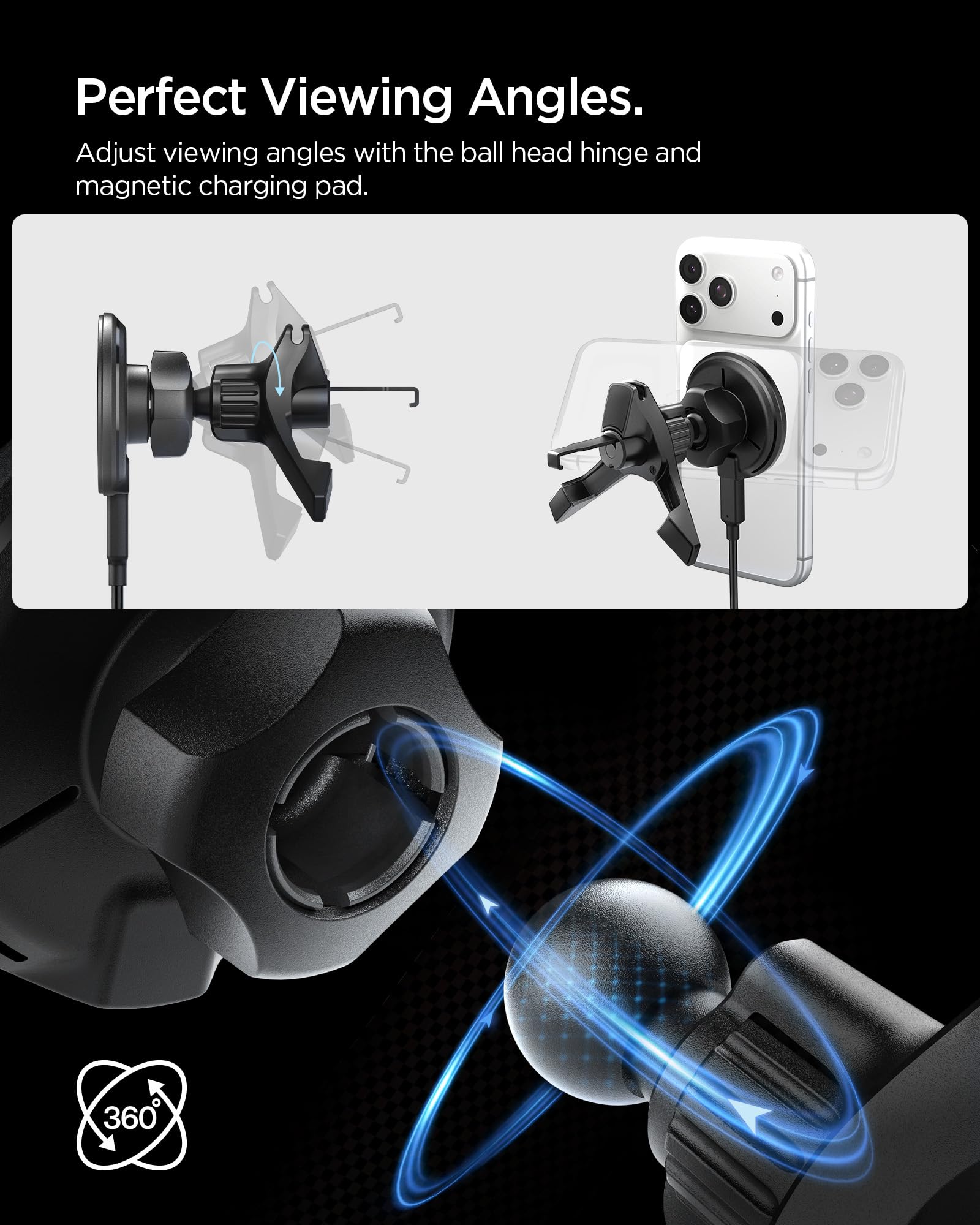 Spigen Essential MagFit Qi2 Air Vent Car Charger - Black - image 7