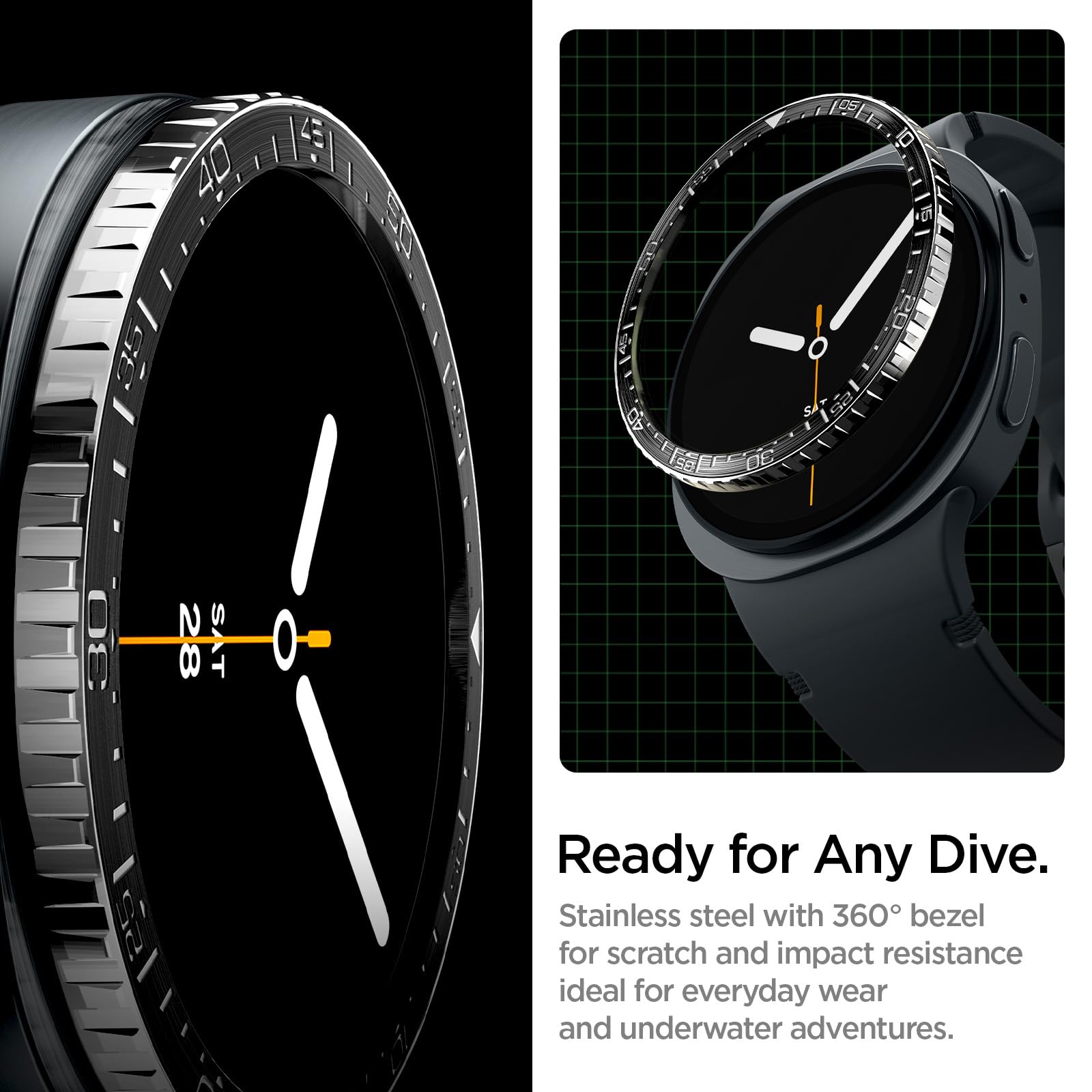 Spigen Galaxy Watch 9 44mm Bezel Ring - Bezel Tune - Black Diver - image 4