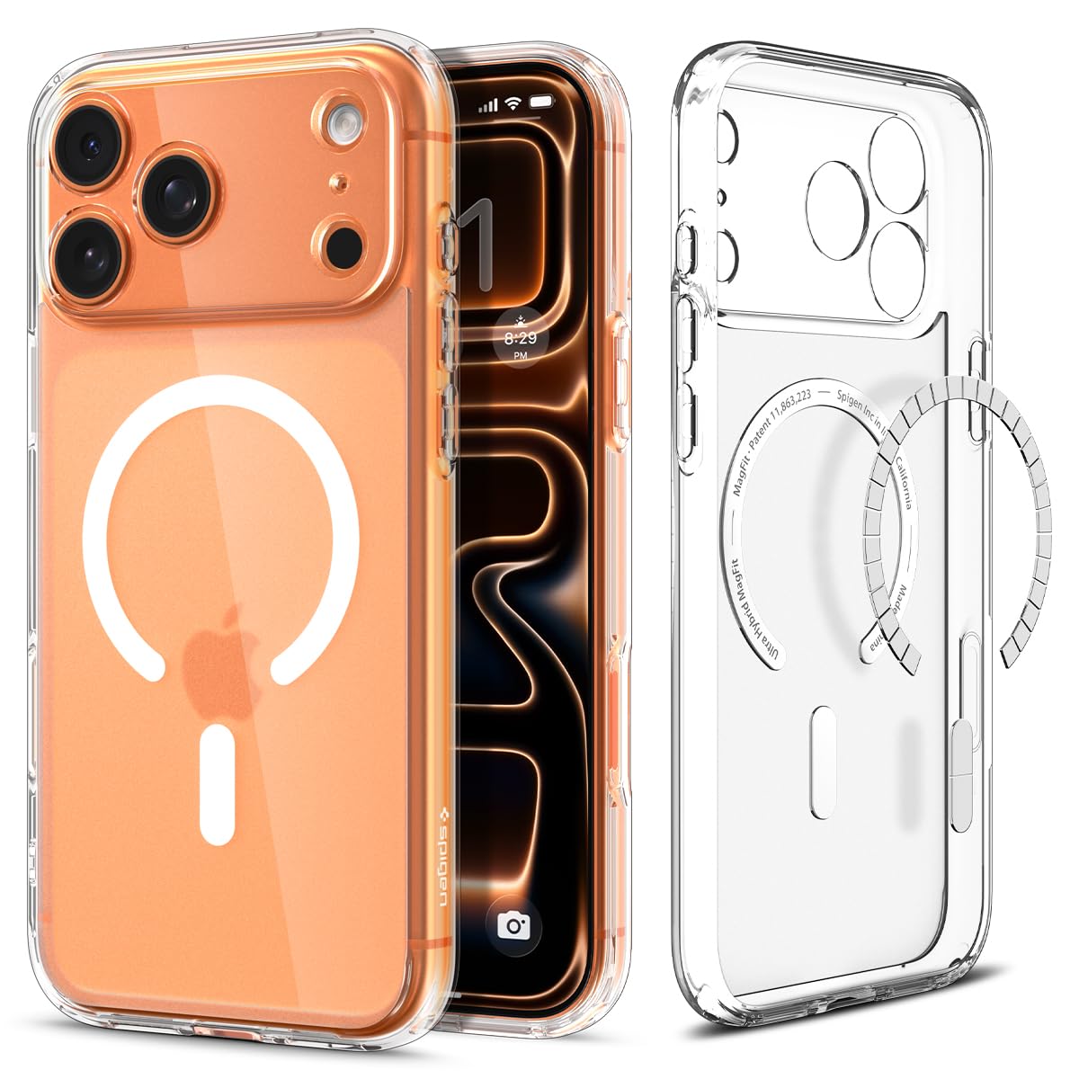 Spigen iPhone 17 Pro Ultra Hybrid MagFit case in Frost White - front and back product view