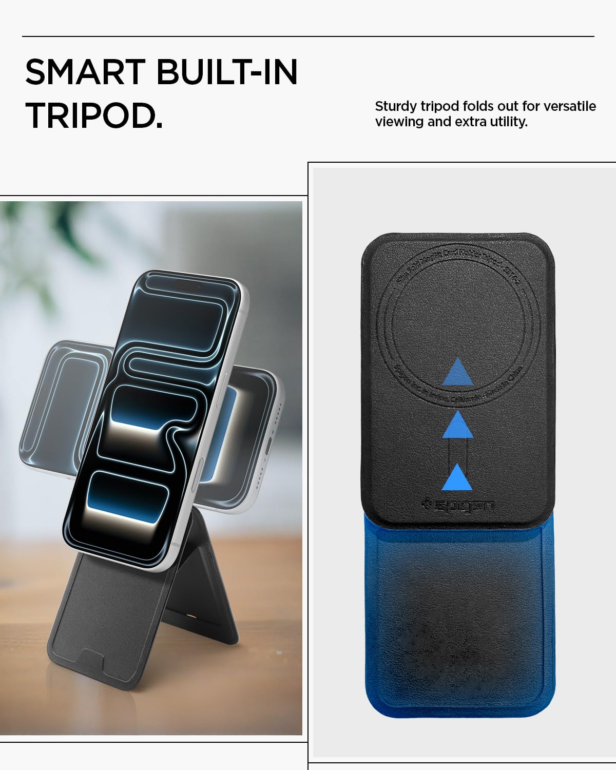 Spigen Slim Fold MagSafe Wallet Stand - Black - 1-Card Tripod - image 4