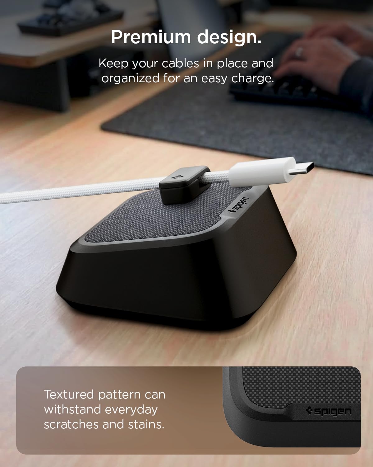 Spigen Magnetic Desktop Cable Holder - Black - image 3