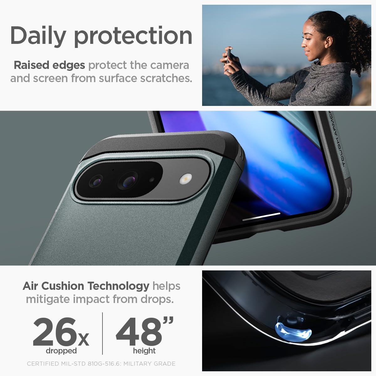 Spigen Tough Armor Google Pixel 9 Pro / Pixel 9 Kickstand Case - Abyss Green - image 5