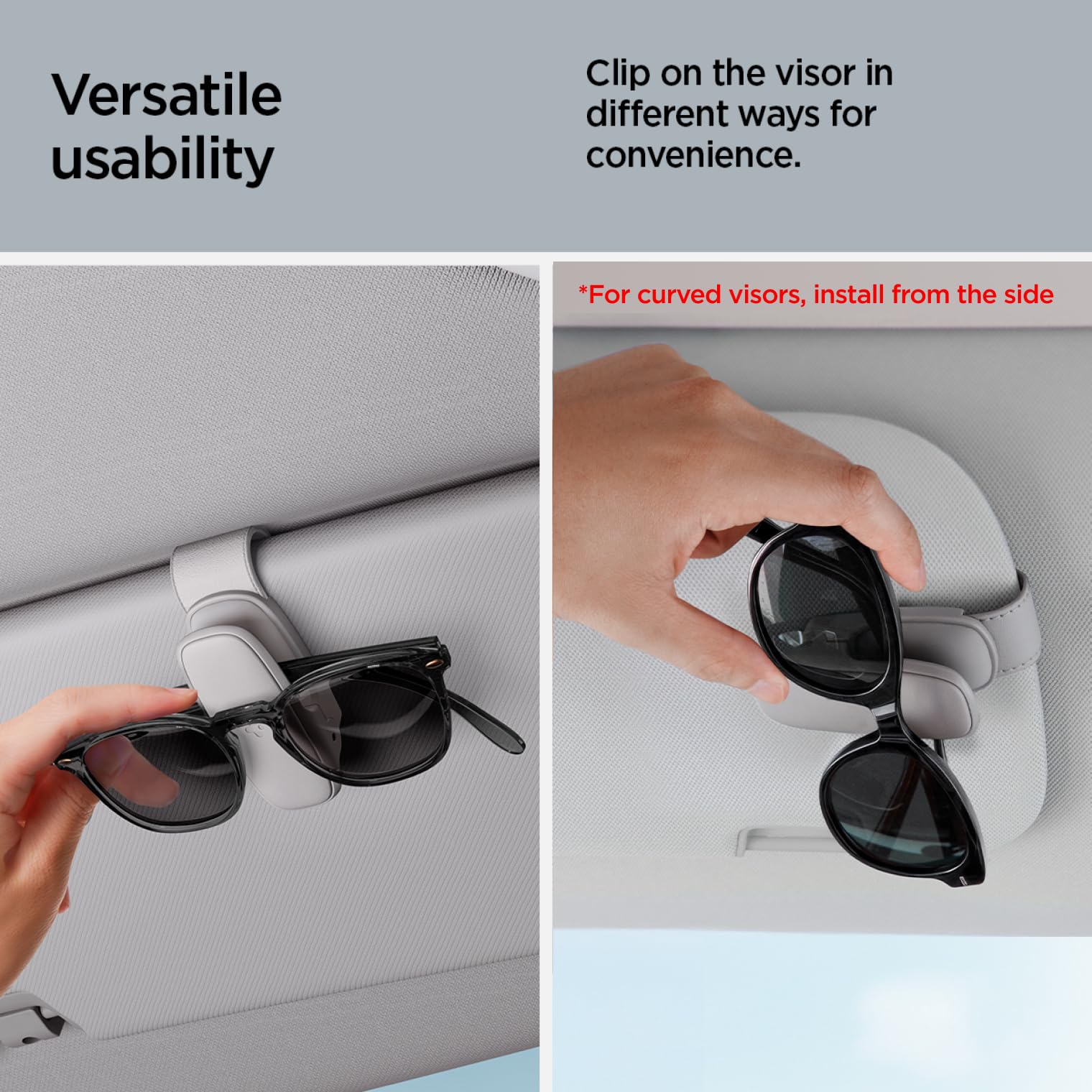 Spigen Car Visor Sunglasses Holder – SH100 Silicone Clip 2-Pack - Gray - image 6