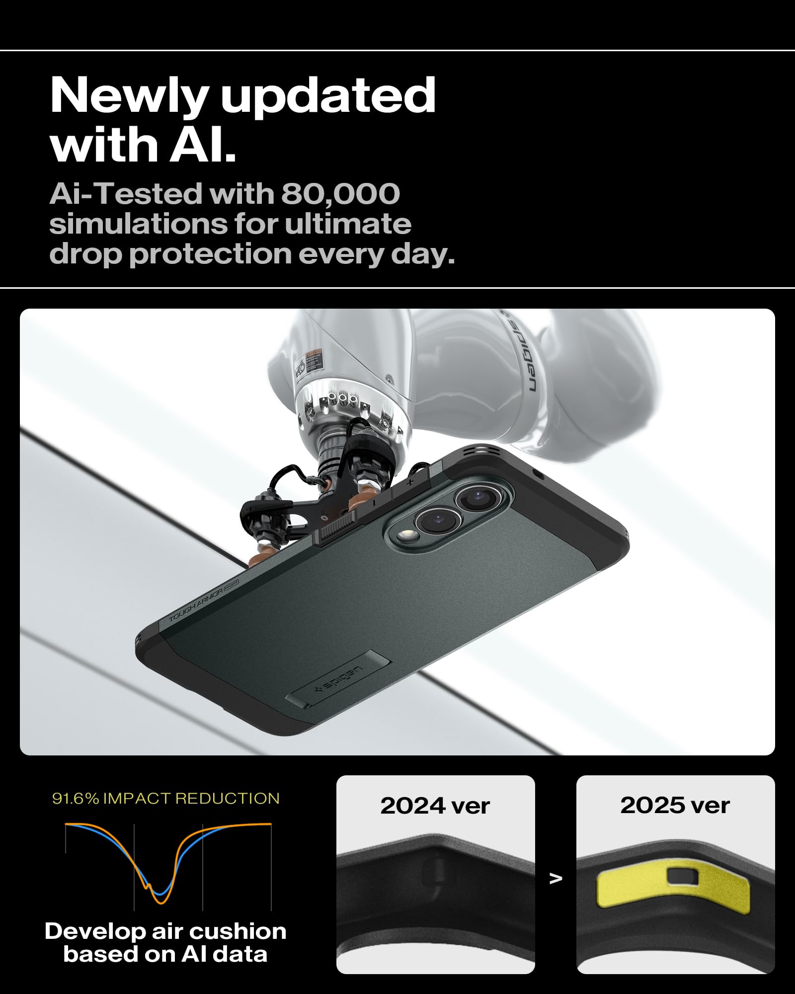 Spigen Galaxy S25 Edge Case Tough Armor MagFit - Abyss Green image 5