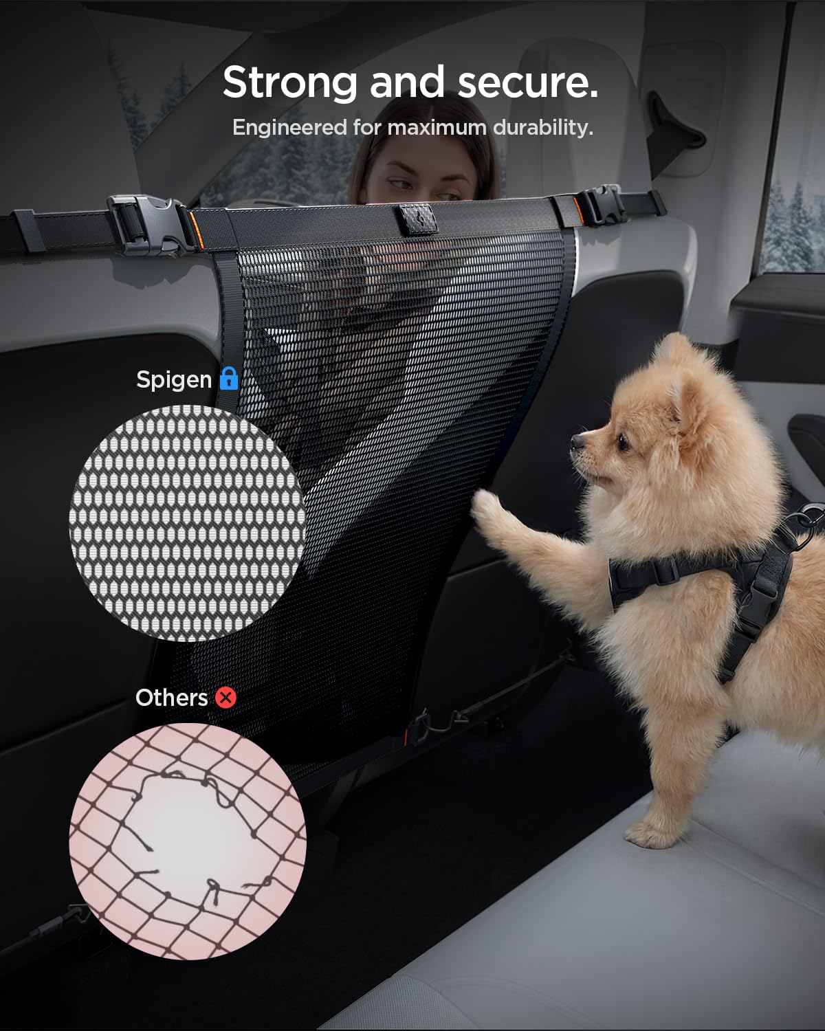 Spigen Pet Backseat Barrier for Cars and Compact SUVs - Black - image 4