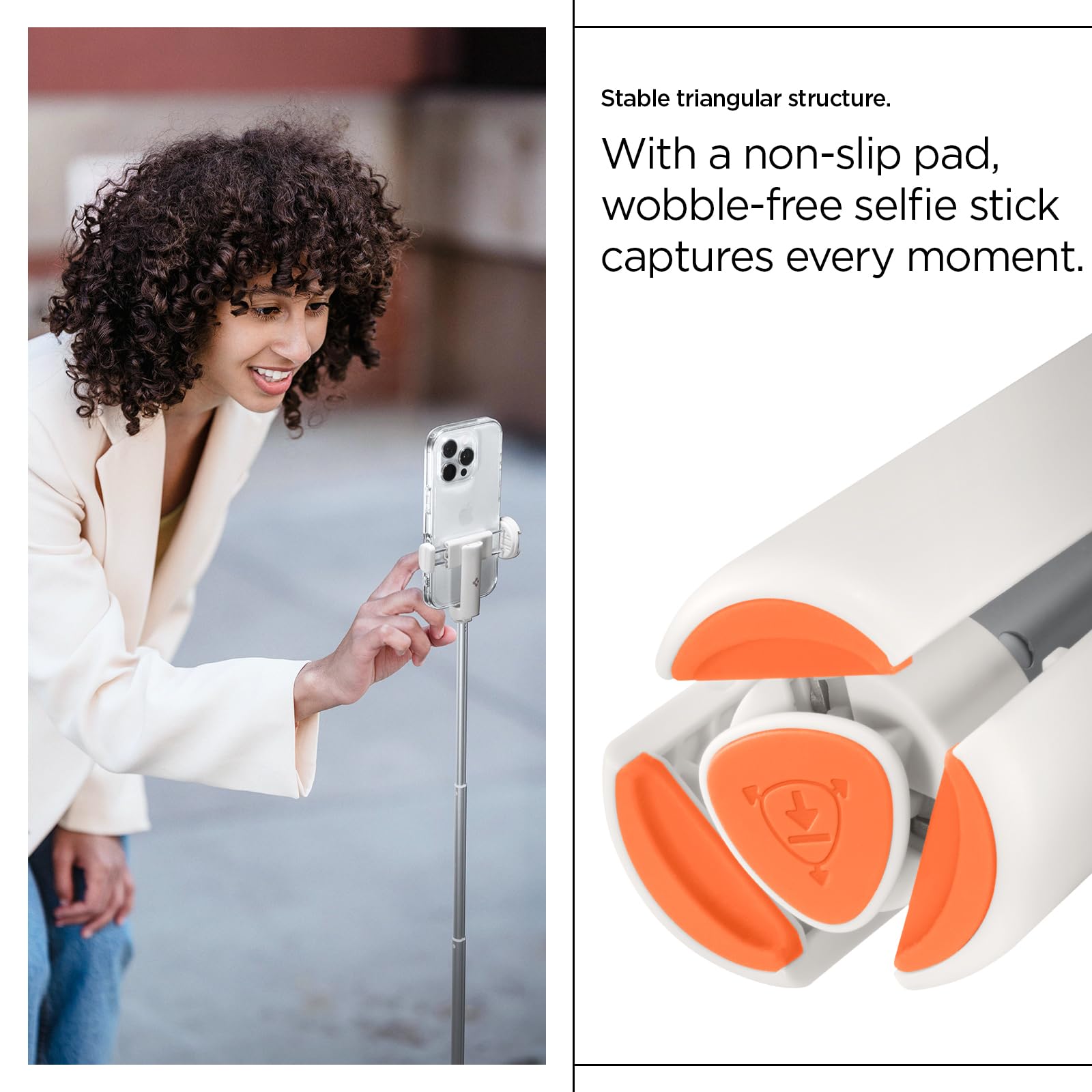 Spigen S541W Auto-Open Selfie Stick Tripod with Bluetooth Remote - Dune Beige - image 5