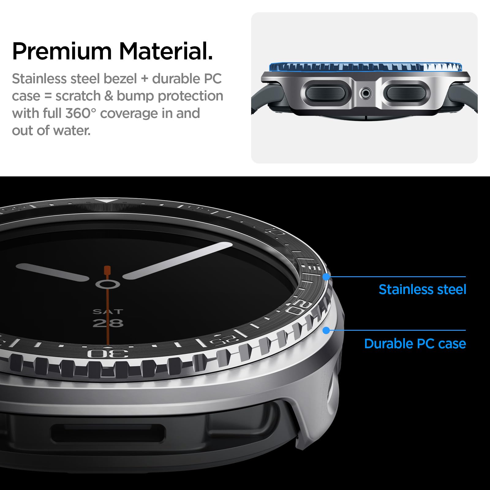 Spigen Galaxy Watch 9 44mm Case - Bezel Tune Pro - Black Diver - image 4