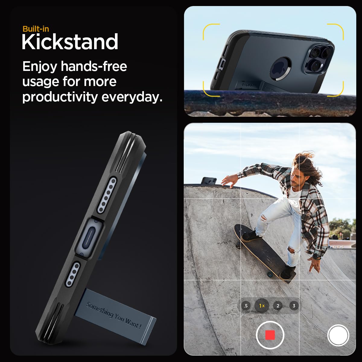 Spigen Tough Armor (MagFit) case for iPhone 15 Pro Max in Metal Slate – detail image 3