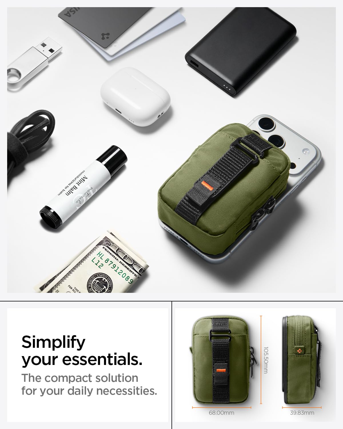 Spigen Tintap Zip MagFit Organizer Pouch - Olive Green - image 3