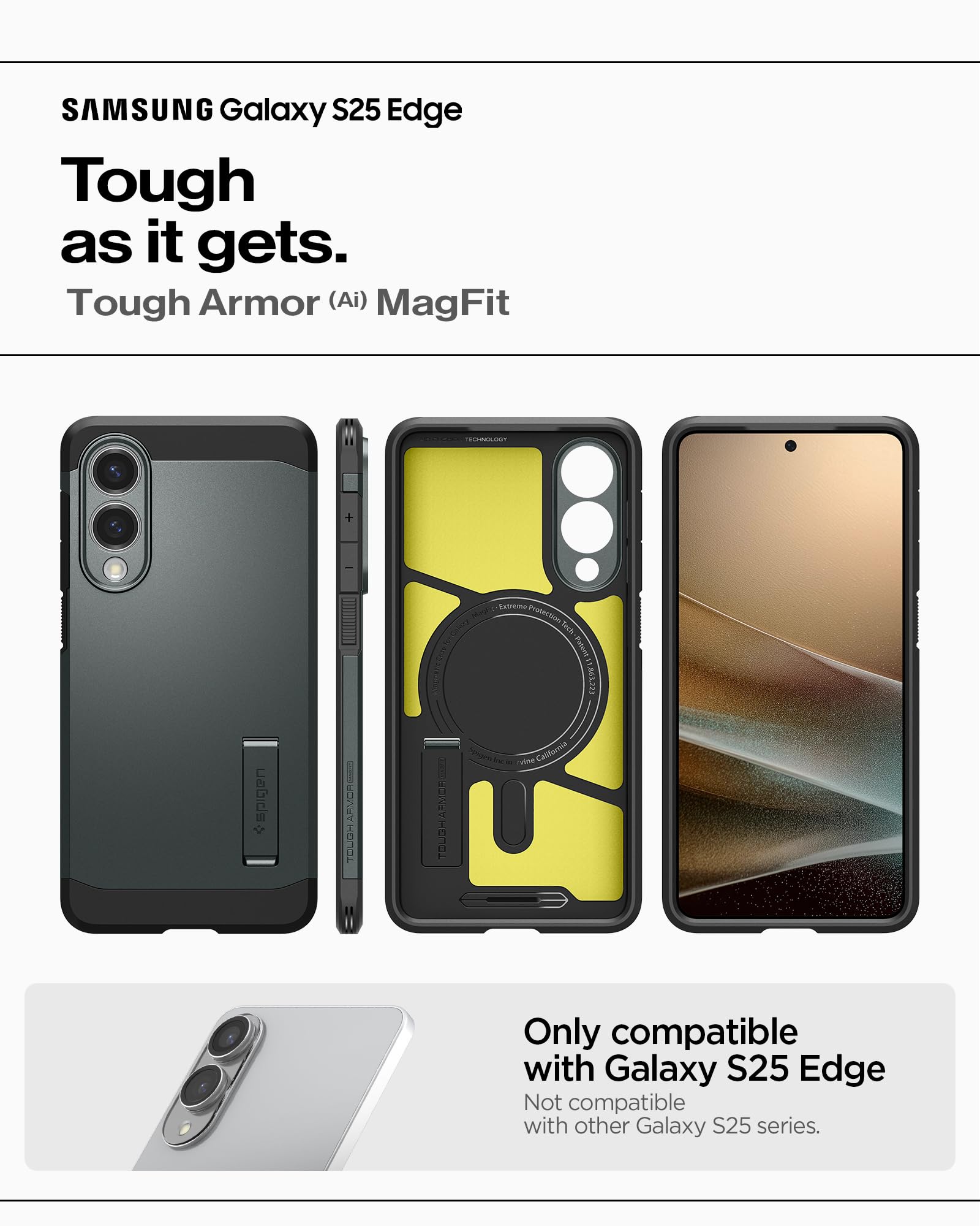 Spigen Galaxy S25 Edge Case Tough Armor MagFit - Abyss Green image 2