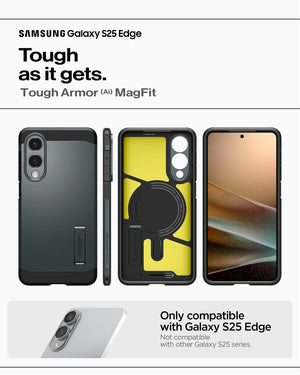 Spigen Galaxy S25 Edge Case Tough Armor MagFit - Abyss Green image 2