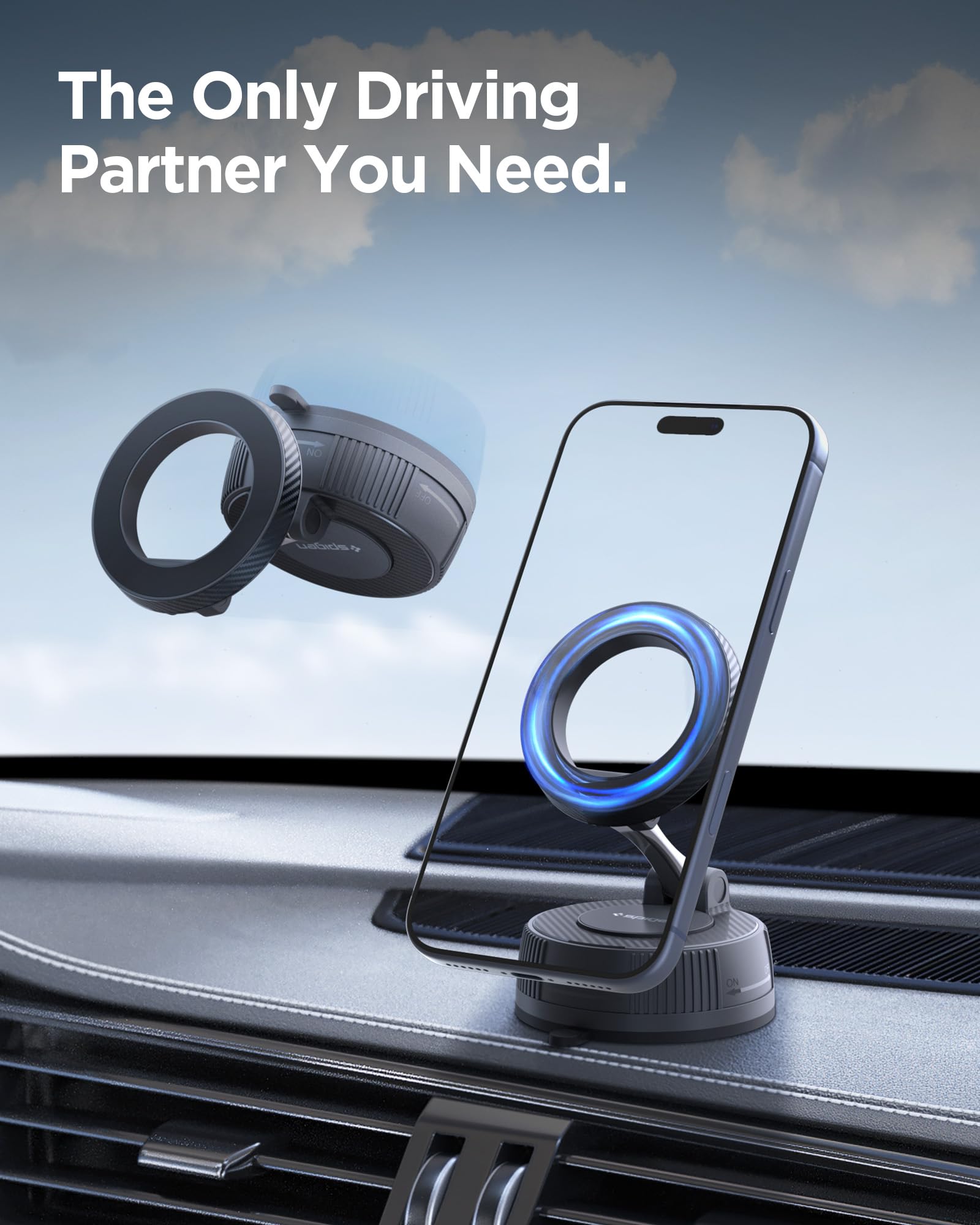Spigen VacuumLock MagSafe Car Mount - Dashboard - Black - image 2