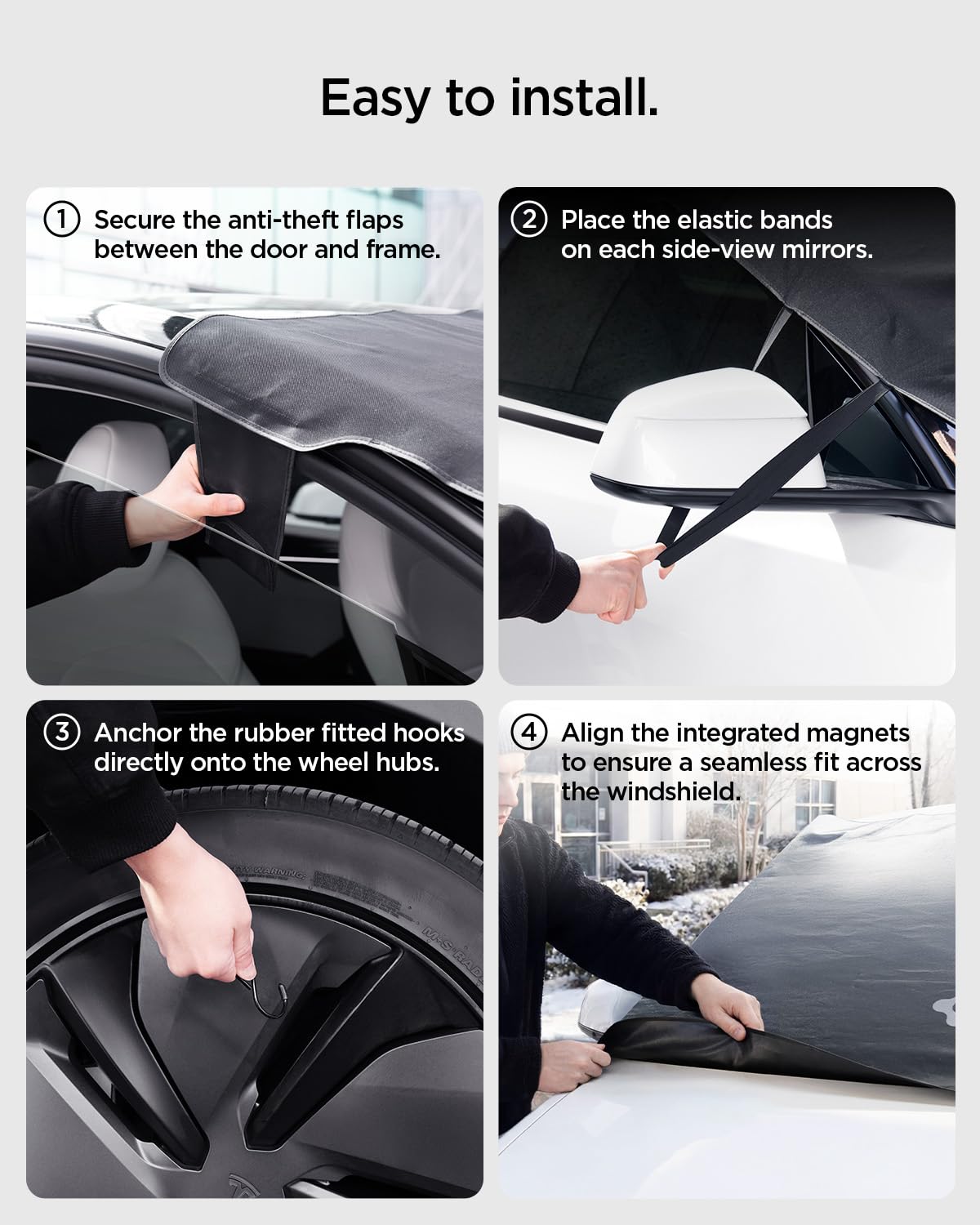 Spigen Magnetic Windshield Cover for Tesla Model Y and Model 3 - Black - image 7