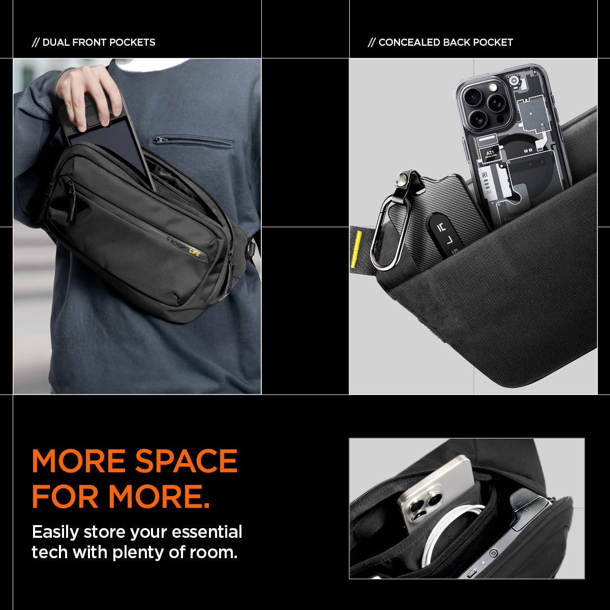 Spigen Klasden KD410 Handheld Gaming Sling Bag - Black - image 3