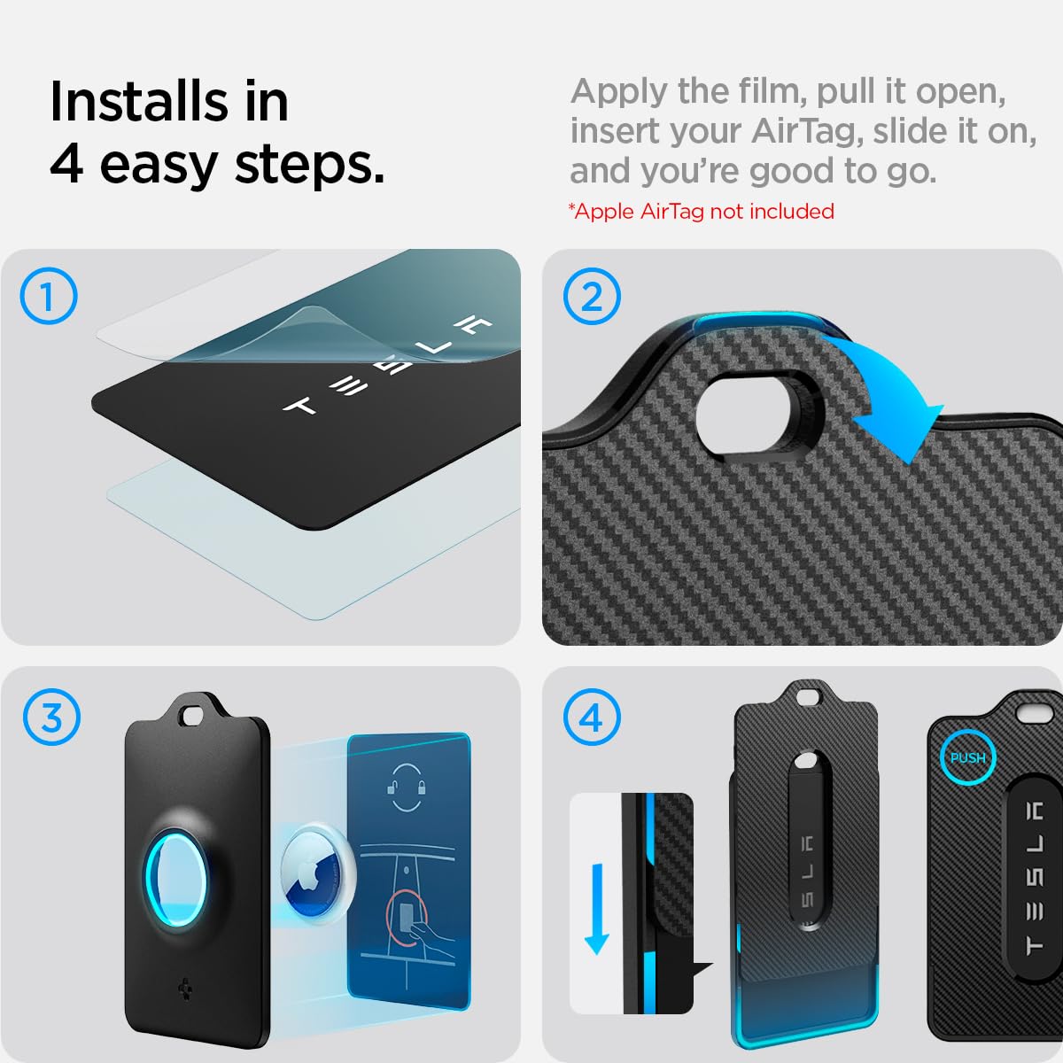 Spigen Air Fit Tesla Key Card Holder with AirTag Slot 2-Pack - Black - image 7