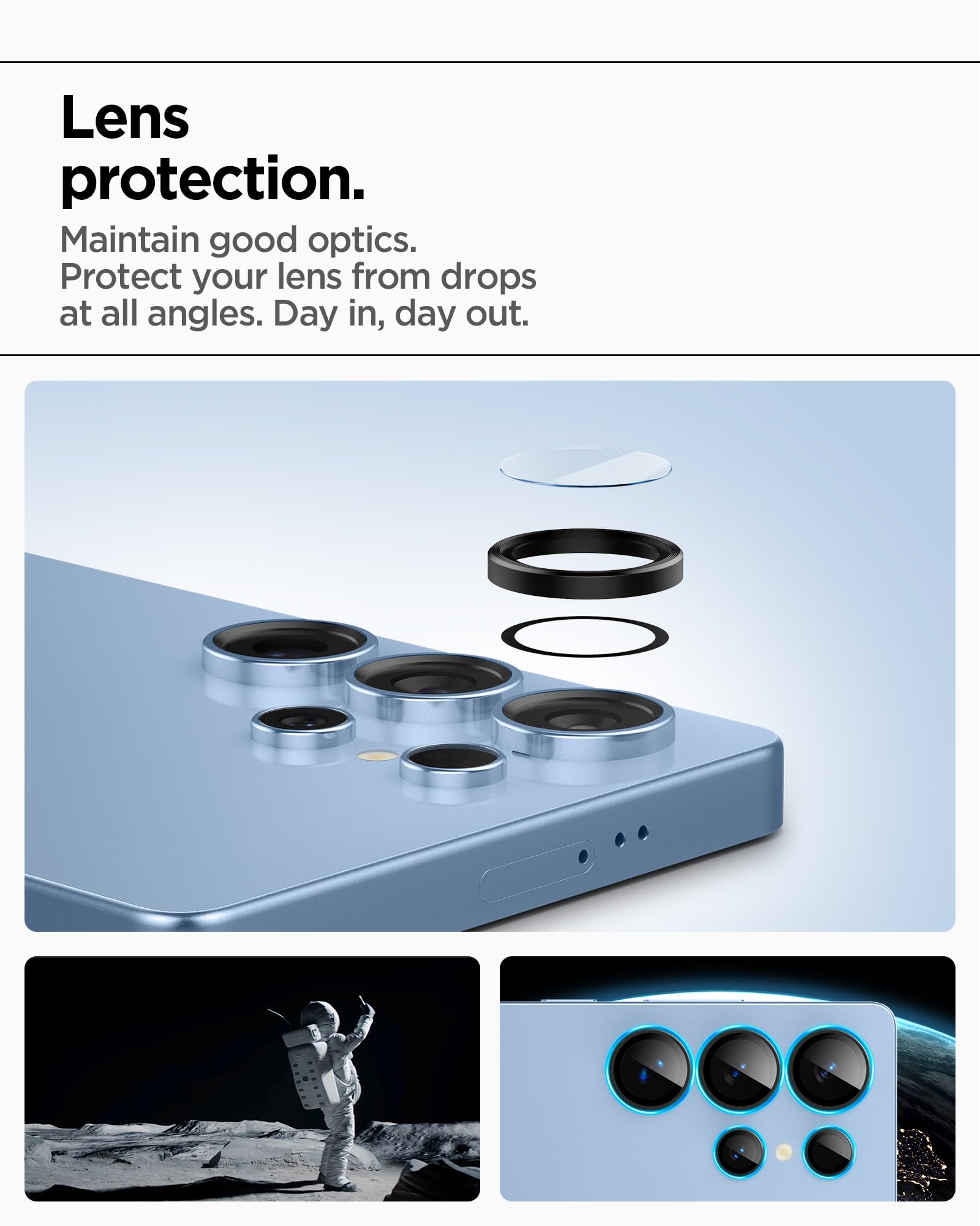 Spigen Galaxy S25 Ultra Lens Protector - Glas.tR EZ Fit Optik Pro (2 Pack) – Black – detail image 3