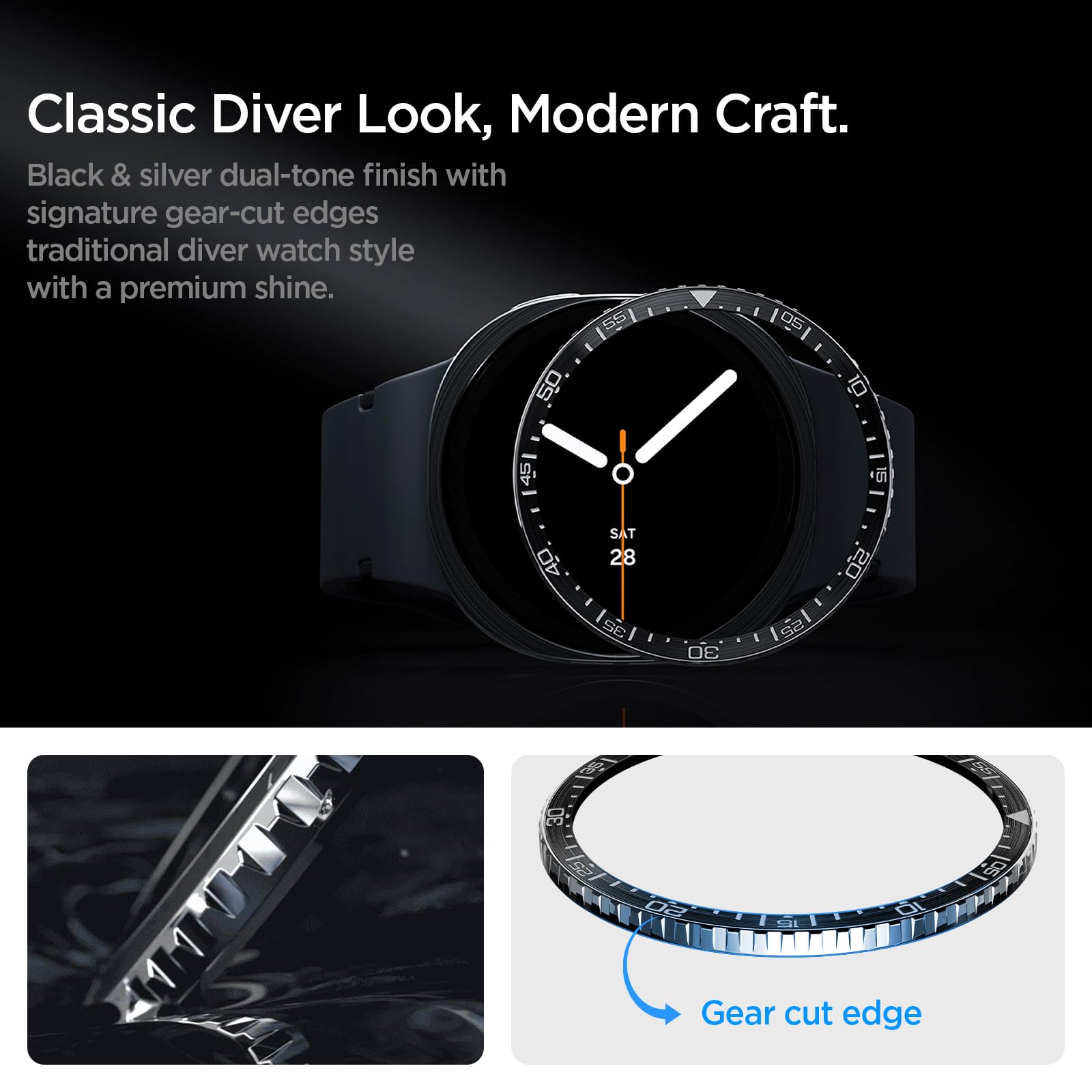 Spigen Galaxy Watch 9 44mm Bezel Ring - Bezel Tune - Black Diver - image 3