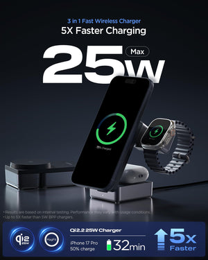 Spigen Essential MagFit Qi2.2 25W 3-in-1 Foldable Wireless Charger - Black - image 2
