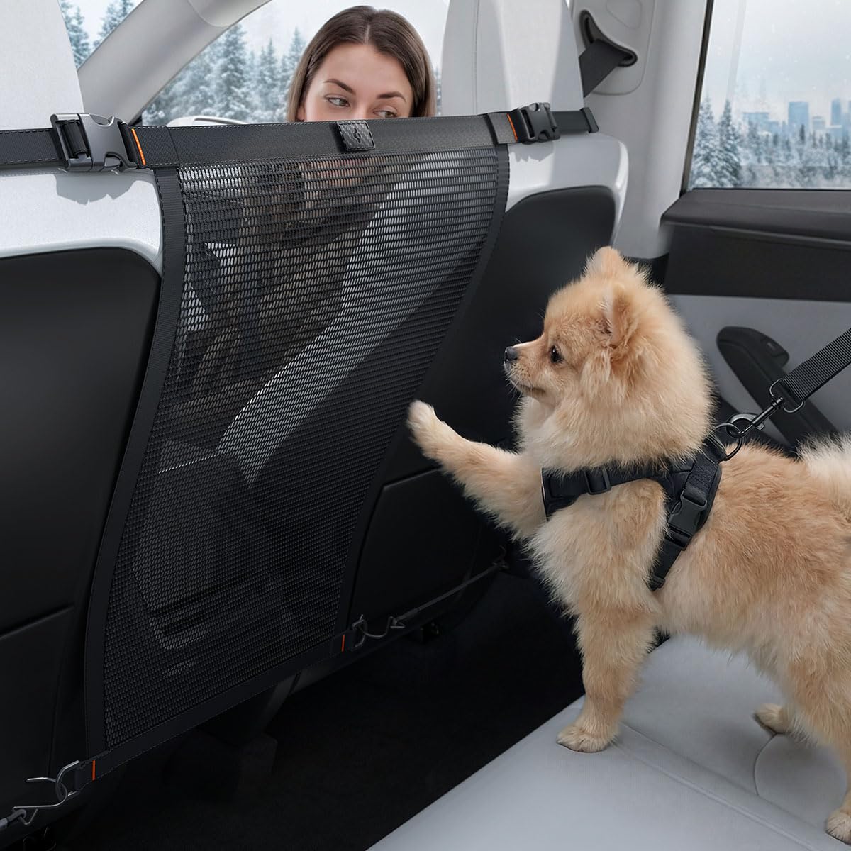 Spigen Pet Backseat Barrier for Cars and Compact SUVs - Black - image 1