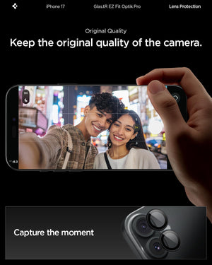 Spigen iPhone 17 / 16 Plus / 16 Camera Lens Protector GLAS.tR EZ Fit Optik Pro (2 Pack) - Black - image 3