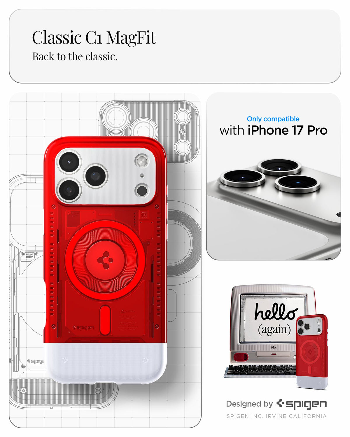 Spigen iPhone 17 Pro Case - Classic C1 (MagFit) - Ruby