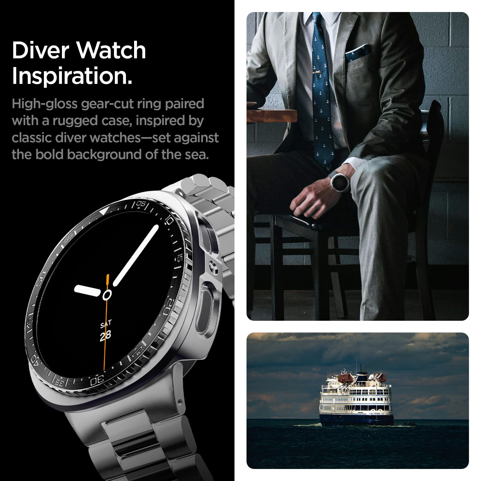 Spigen Galaxy Watch 9 44mm Case - Bezel Tune Pro - Black Diver - image 5