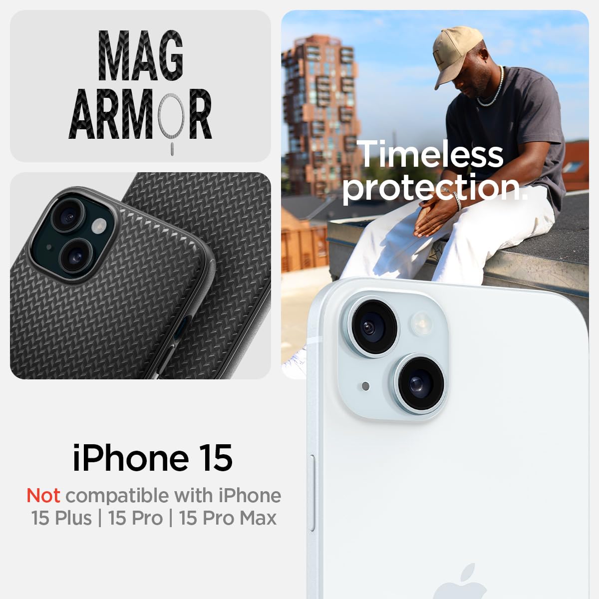 Spigen iPhone 15 / 14 Case Mag Armor MagFit - Matte Black - image 2