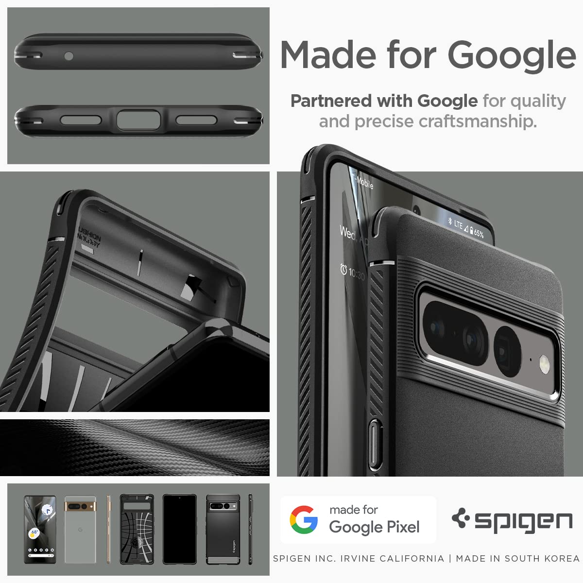 Spigen Rugged Armor Google Pixel 7 Pro Phone Case - Matte Black - image 7