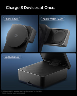 Spigen Essential MagFit Qi2.2 25W 3-in-1 Foldable Wireless Charger - Black - image 3