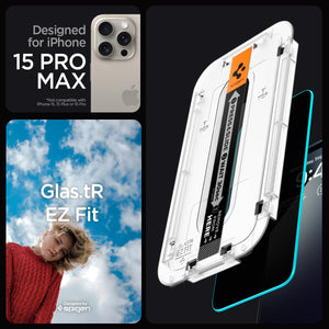 Spigen iPhone 15 Pro Max Screen Protector GLAS.tR EZ Fit Privacy (2 Pack) - iPhone 15 Pro Max - Privacy - image 3