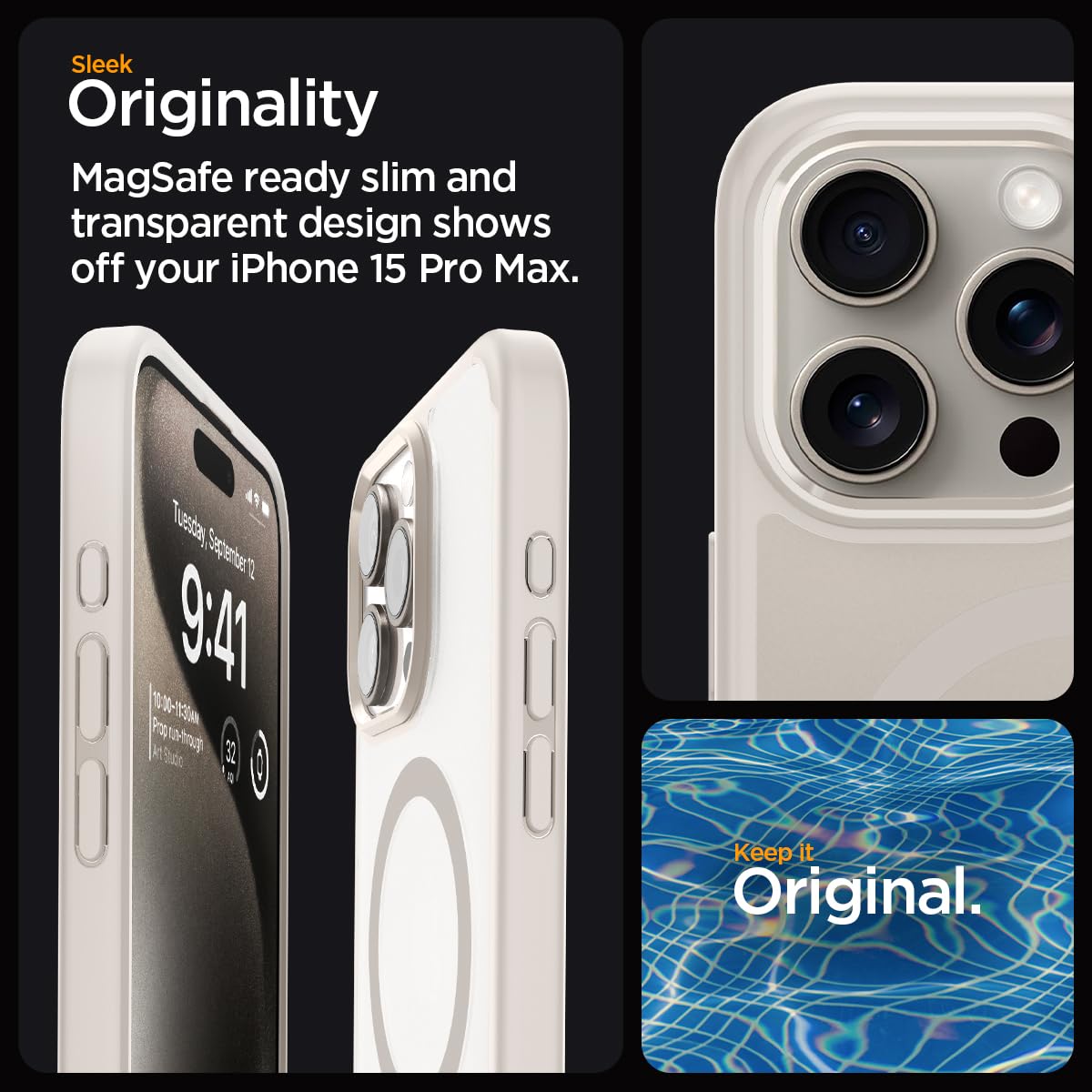 Spigen Ultra Hybrid (MagFit) case for iPhone 15 Pro Max in Frost Natural Titanium – detail image 2
