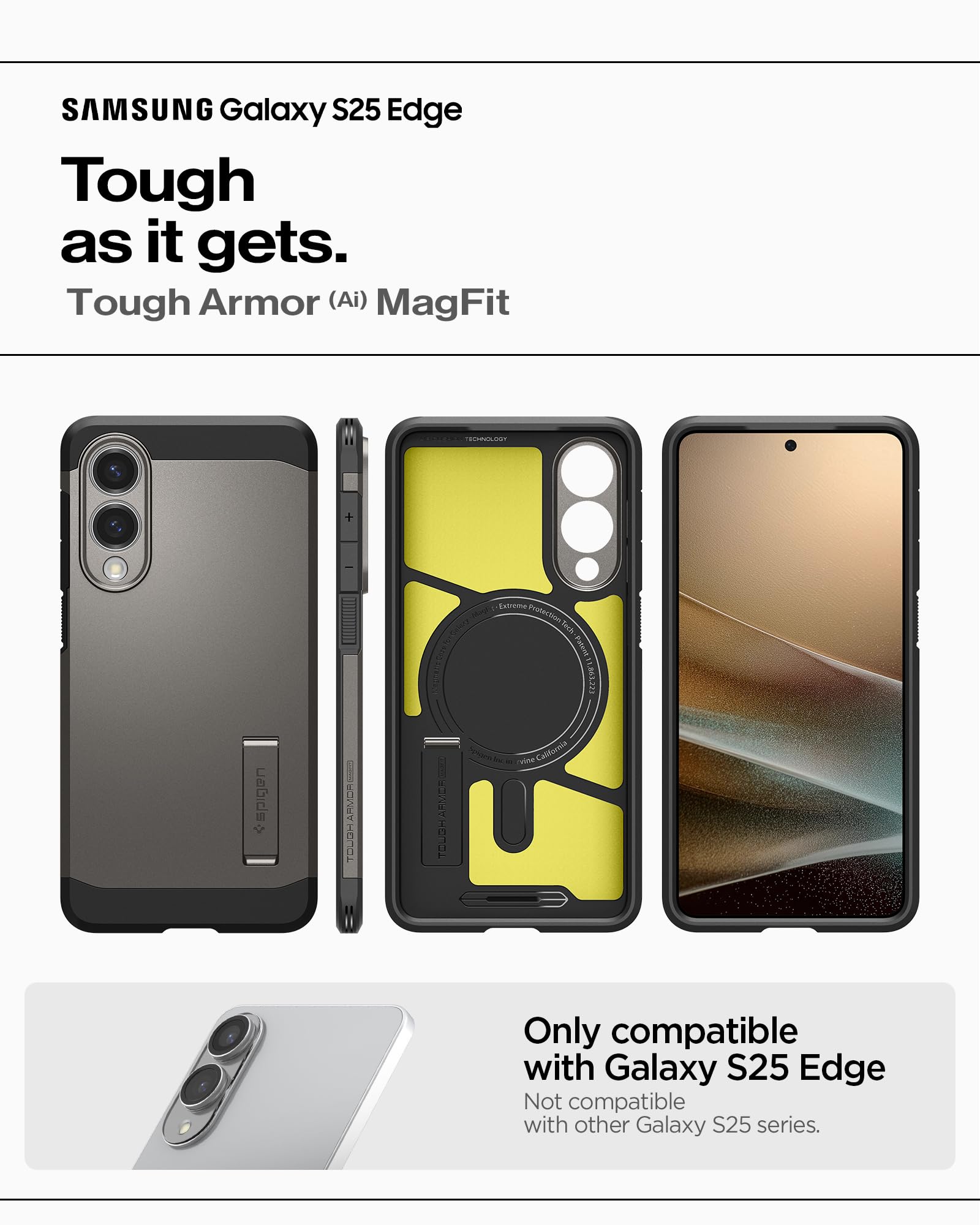 Spigen Galaxy S25 Edge Case Tough Armor MagFit - Gunmetal image 2
