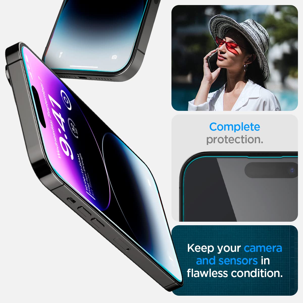 Spigen iPhone 14 Pro Max Screen Protector – GLAS.tR EZ Fit | Sensor Protected - edge, camera and sensor protection