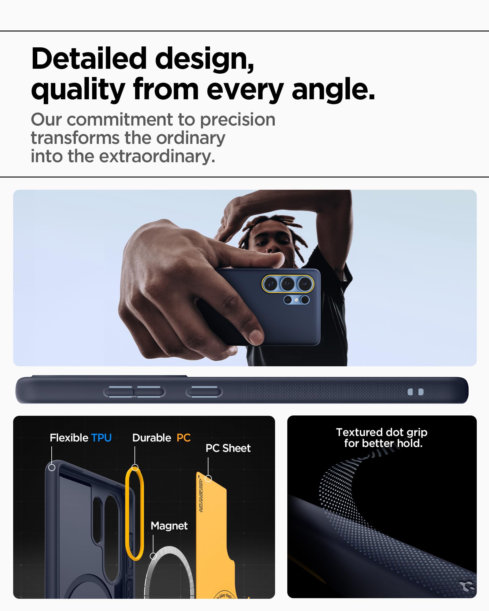 Spigen Galaxy S25 Ultra Nano Pop MagFit case detail - Blueberry Navy
