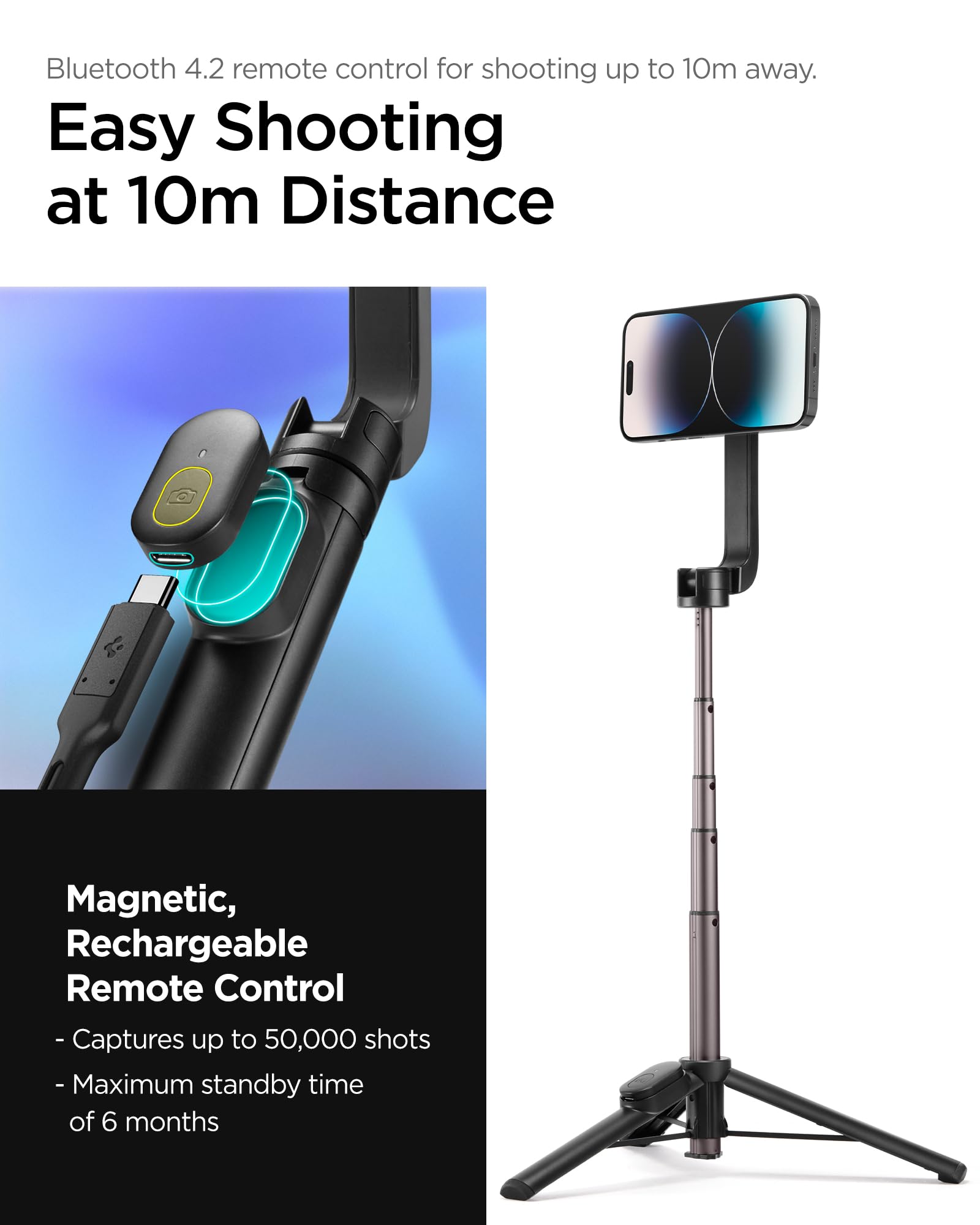 Spigen S570W MagFit Selfie Stick Tripod - Black - image 5