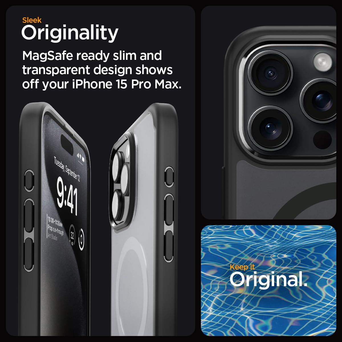 Spigen Ultra Hybrid (MagFit) case for iPhone 15 Pro Max in Frost Black – detail image 2