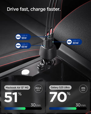 Spigen ArcStation Essential 113W 3-Port Car Charger - Black - image 3