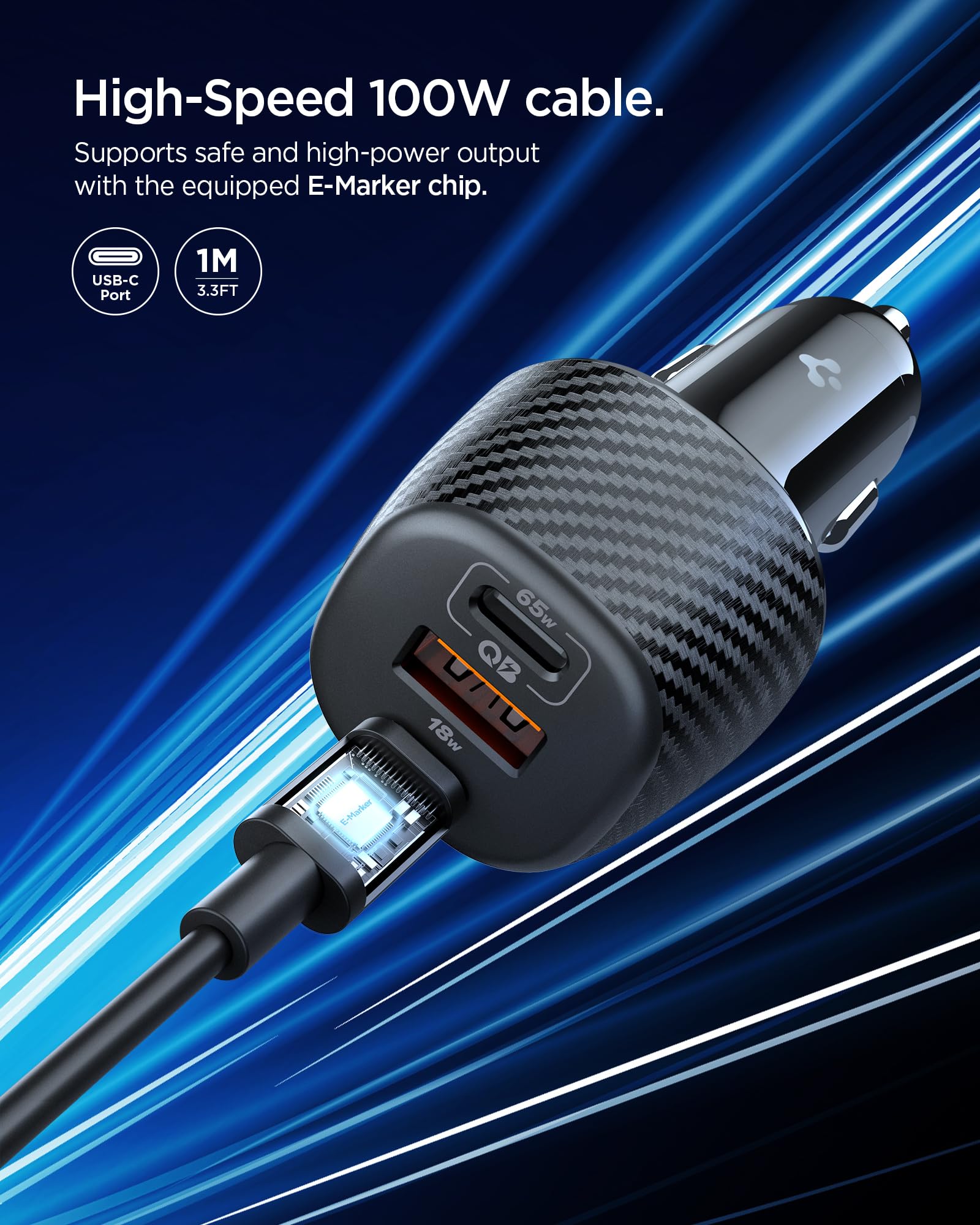 Spigen ArcStation Essential 113W 3-Port Car Charger - Black - image 4