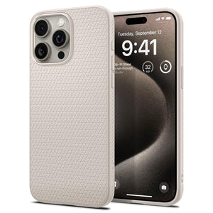 Spigen Liquid Air case for iPhone 15 Pro in Natural Titanium – product image