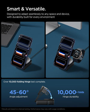 Spigen Essential MagFit Qi2.2 25W 3-in-1 Foldable Wireless Charger - Black - image 4