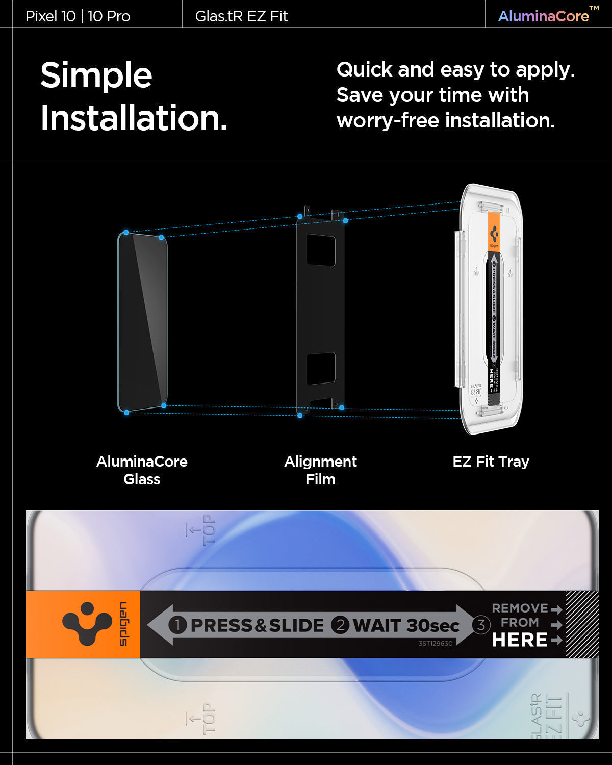 AGL08442 - Spigen GLAS.tR EZ Fit for Google Pixel 10 Pro and Google Pixel 10 and Google Pixel 9 Pro and Google Pixel 9, installation view 5