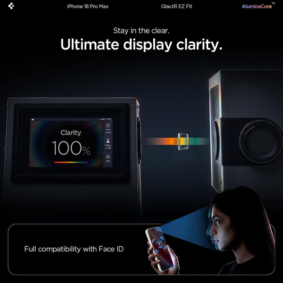 Spigen iPhone 18 Pro Max Screen Protector – GLAS.tR EZ Fit, Online Version – 2 Pack – Display clarity and Face ID